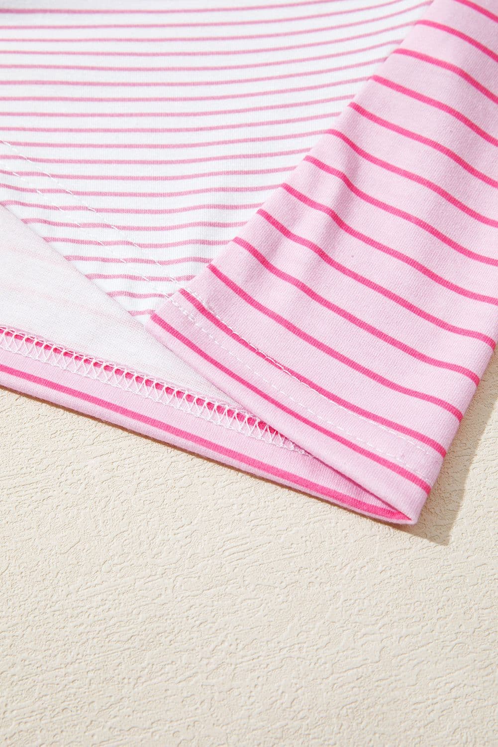 image-Sachet Pink Striped Colorblock Casual Top