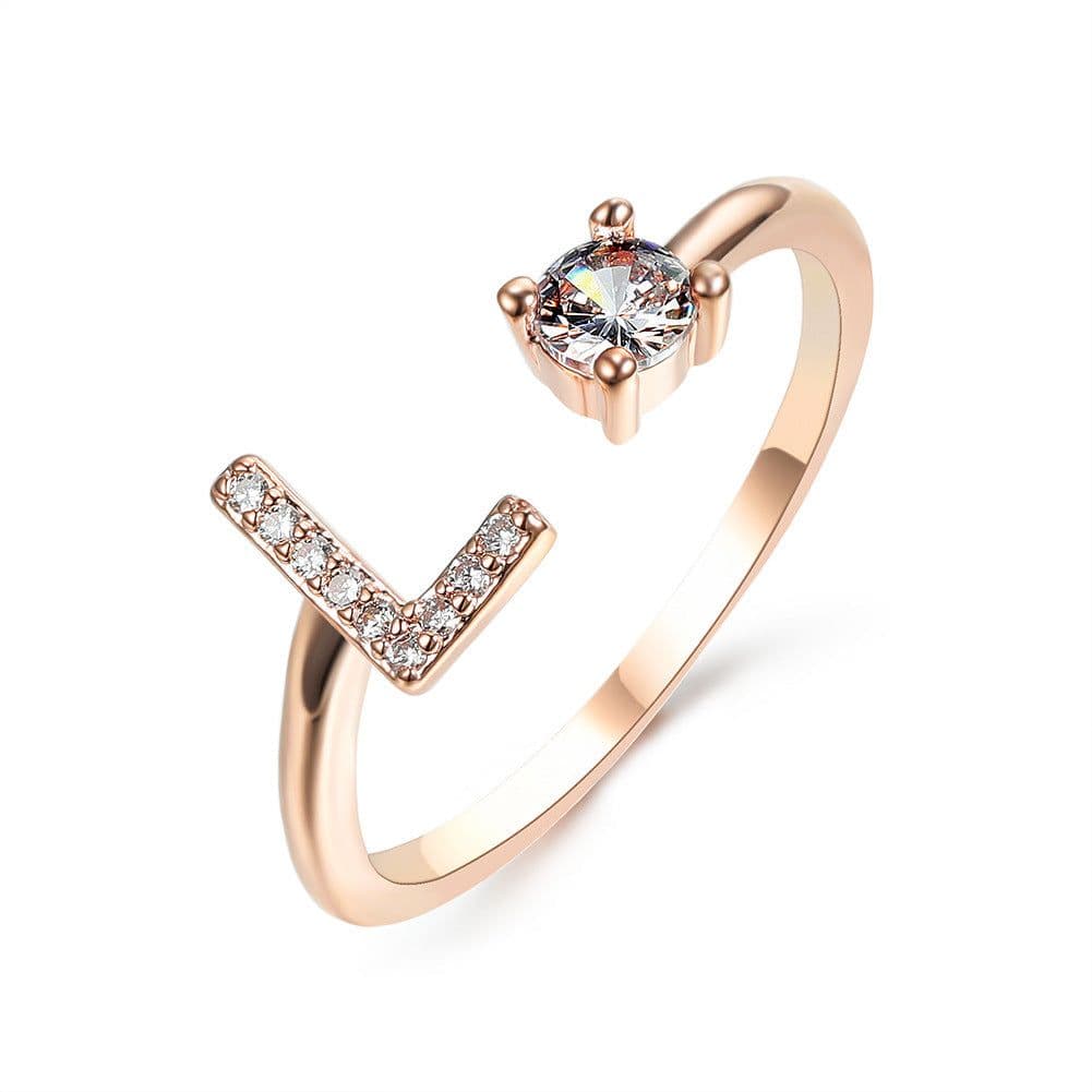 image-New Design Adjustable 26 Initial Letter Ring Fashion Jewelry For Women Simple Elegant Jewelry