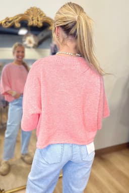 image-Moonlight Jade 3/4 Sleeve Boxy Knit Button Down Sweater Cardigan