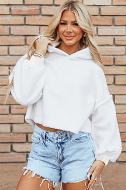 image-Dark Green Sherpa Fleece Drop Shoulder Hoodie