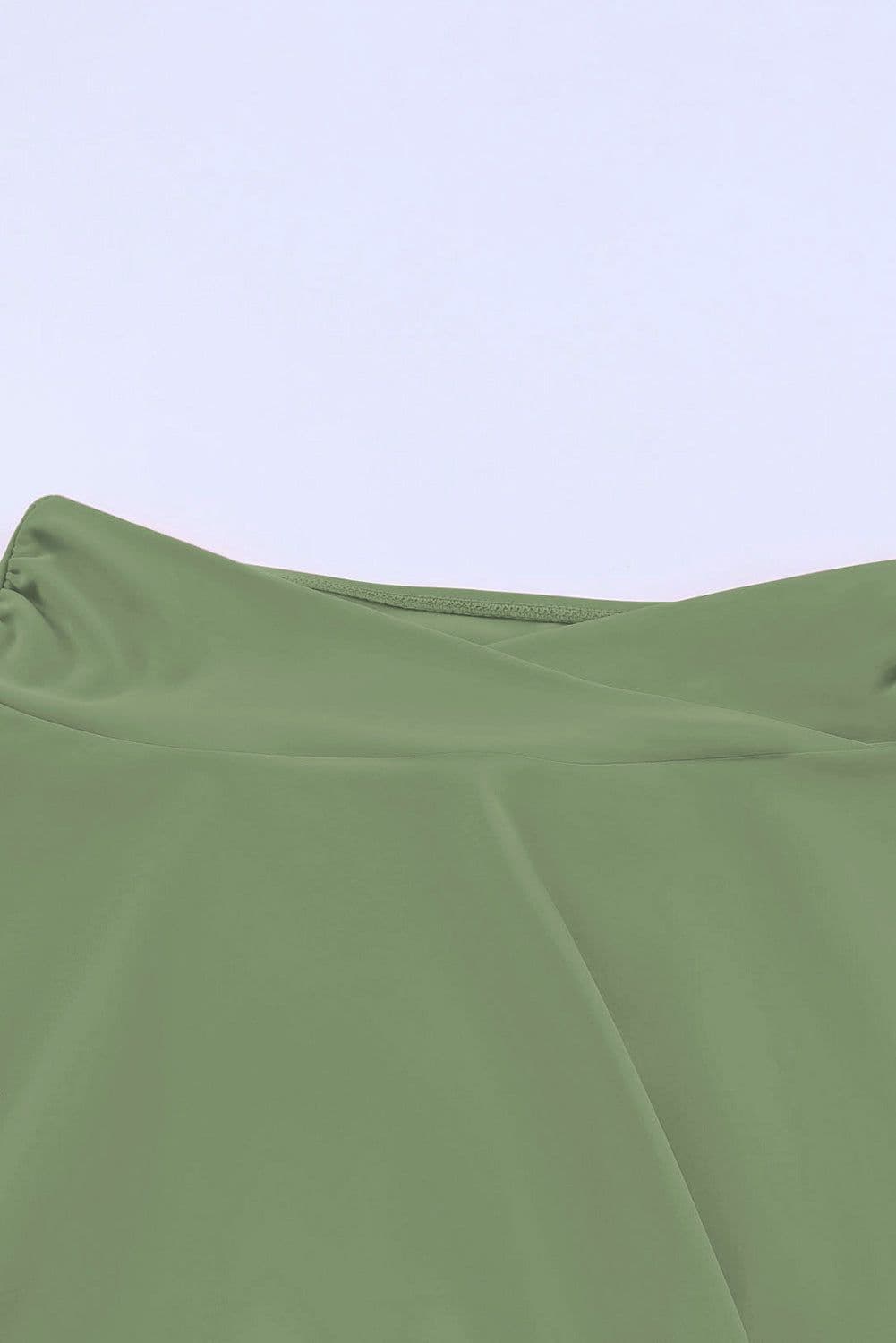 image-Green Criss Cross Waist Flared Swim Skirt
