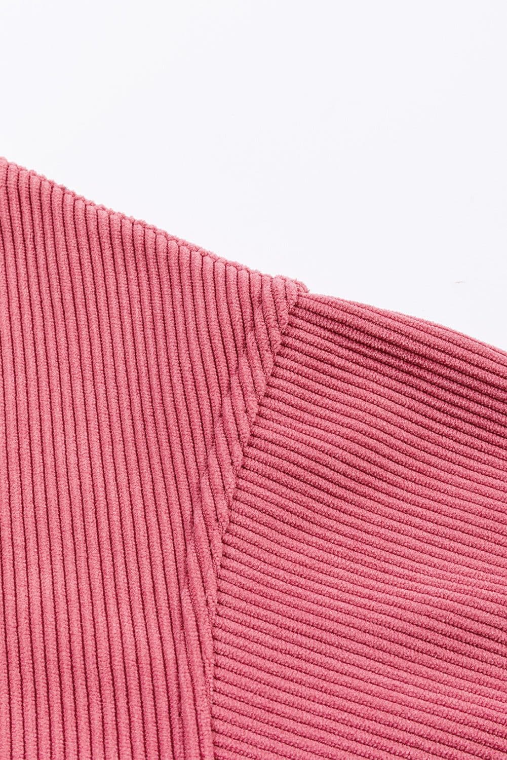 image-Strawberry Pink Ribbed Corded Oversized Sweatshirt