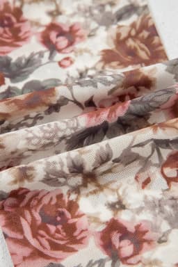 image-Red Floral Print Stitched Detail Tie V Neck Long Bell Sleeve Blouse