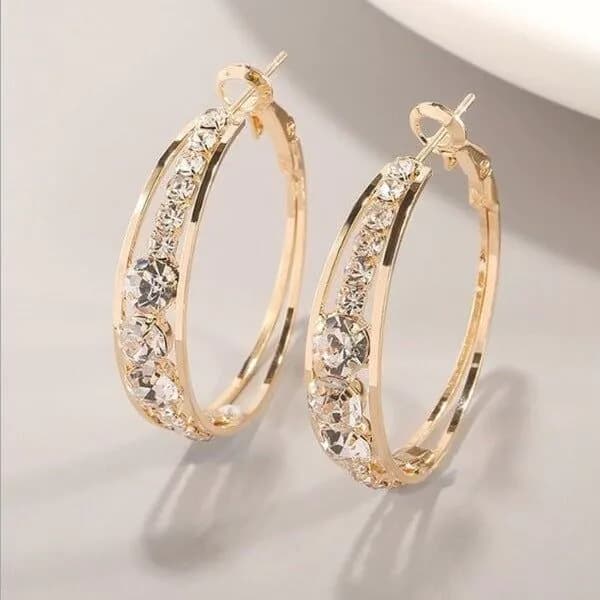 image-European & American Air Drill Geometric Earrings - Black/Gold/Silver