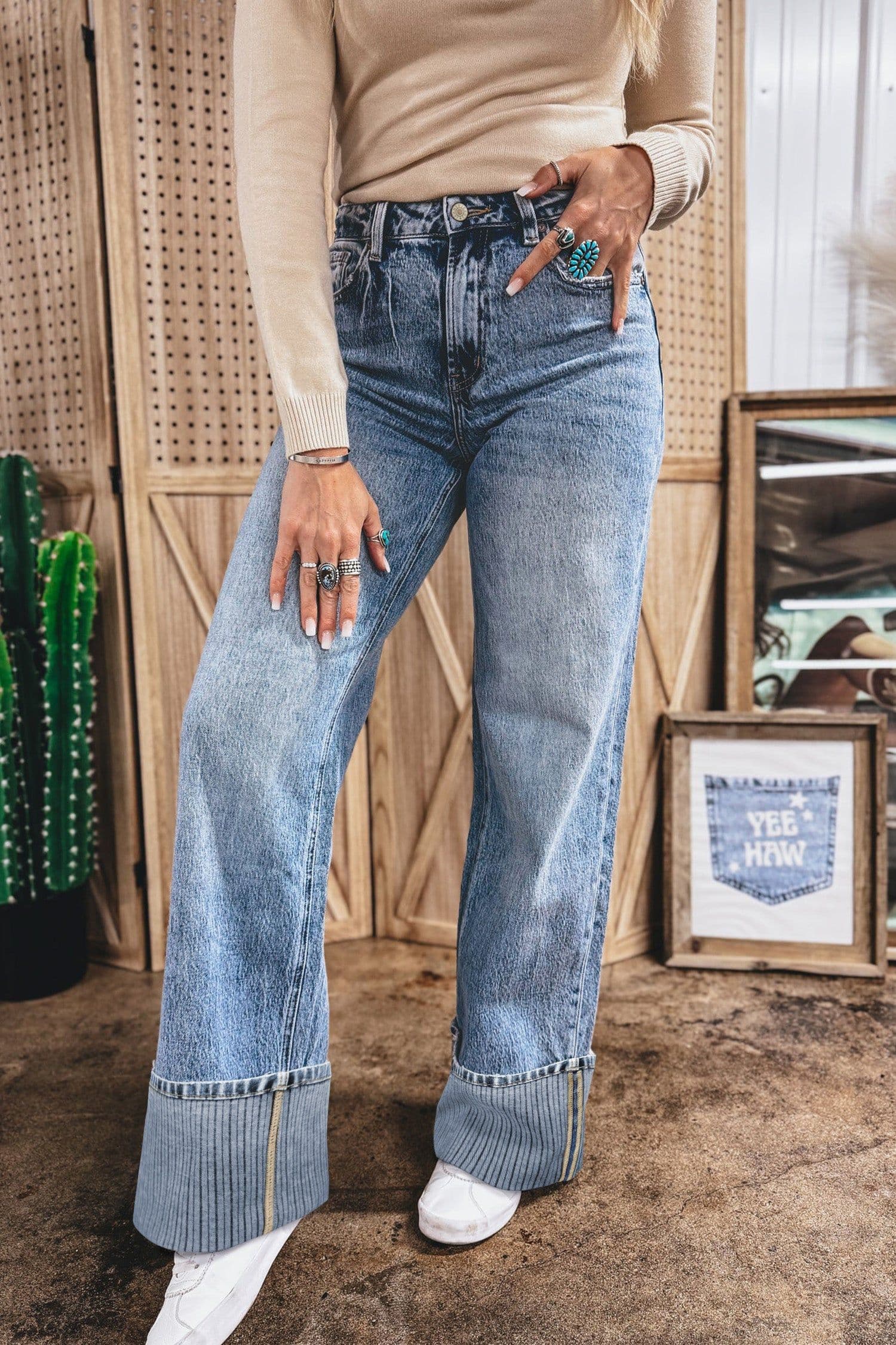 image-Ashleigh Blue Cuffed Straight Jeans