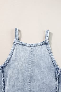 image-Beau Blue Light Wash Frayed Wide Leg Denim Overall