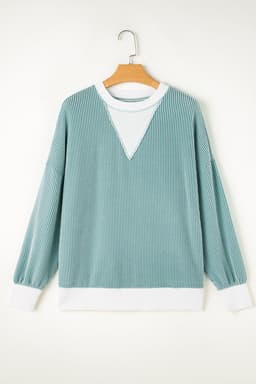 image-Peach Blossom Colorblock Drop Shoulder Loose Top