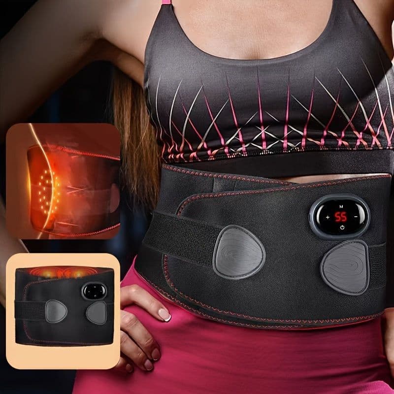 image-Portable USB-Rechargeable Waist & Ab Trainer with Hot Compress(Black)