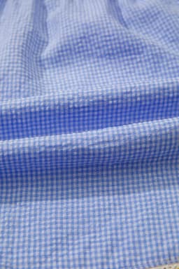 image-Sky Blue Gingham Boxer Shorts Lace Trim
