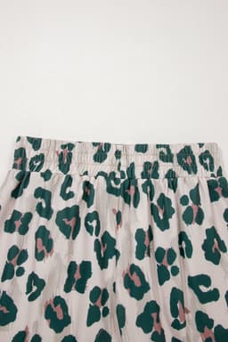 image-Brown Unique Leopard Print Contrast Trim Top Loose 2pcs Short Set