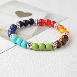 image-Natural Stone Colorful Chakra Energy Yoga Bracelet