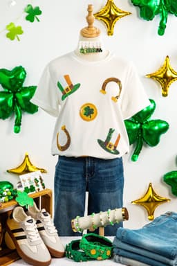 image-White St Patricks Day Sequin T-Shirt