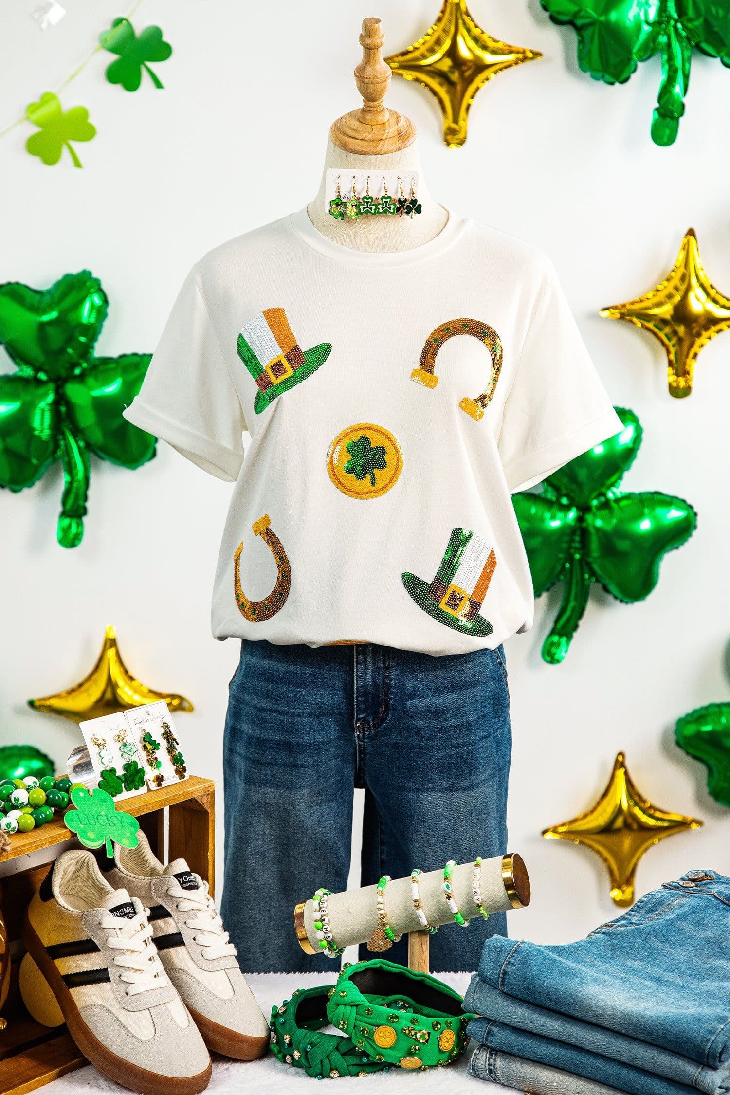 image-White St Patricks Day Sequin T-Shirt