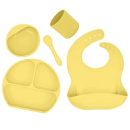 image-Silicone Children's Suction Cup Bowl Bib Baby Dinner Plate Water Cup Complementary Food Bowl Spoon Saliva Pocket Tableware