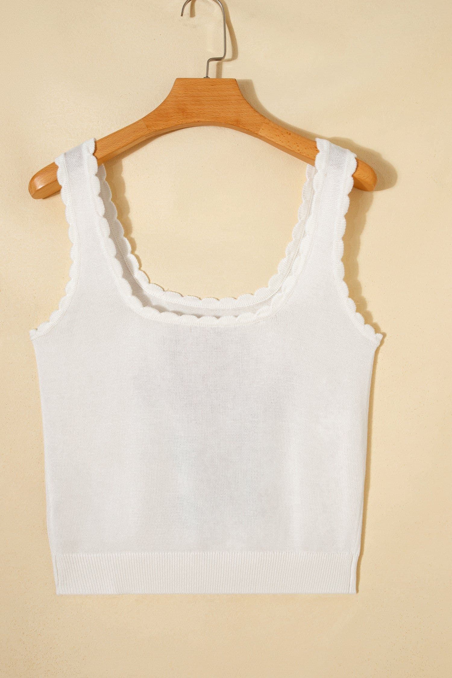 image-White Retro Floral Print Scalloped Square Neck Knit Sweater Vest