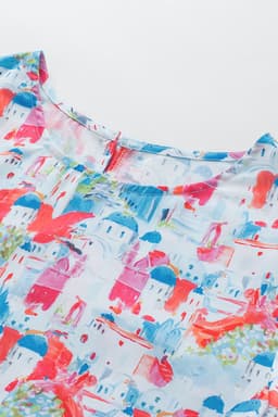 image-Sky Blue Parisian Avenue Babydoll Top