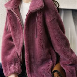 image-Double Faced Fleece Warm High Neck Sweater Women Cardigan