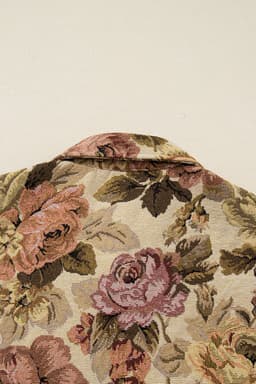 image-Khaki Floral Waffle Knit Patchwork Buttoned Jacket