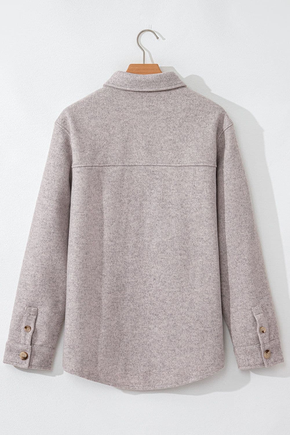 image-Light Grey Shacket - Turn Down Collar Flap Pockets