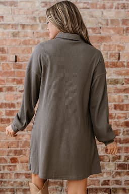 image-Simply Taupe Waffle Knit Tunic Dress
