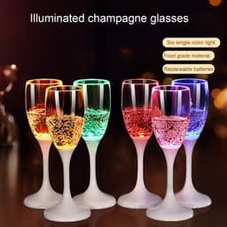 image-Led Cup Food Grade PS Plastic Goblet Wedding Party Pouring Water Is Bright Champagne Glass Factory Direct Supply