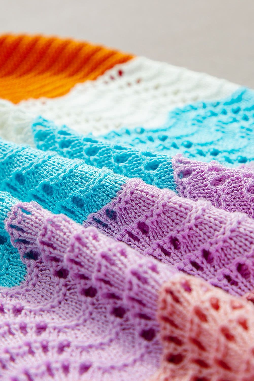 image-Multicolour Wavy Striped Knit Sleeveless Sweater