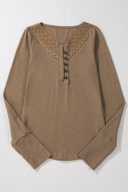 image-Anglicized Broider Ribbed Long Sleeve Top - Elegant, Chic, High Elasticity