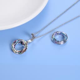 image-925 Silver Circle Crystal Pendant Necklace for Women Girls