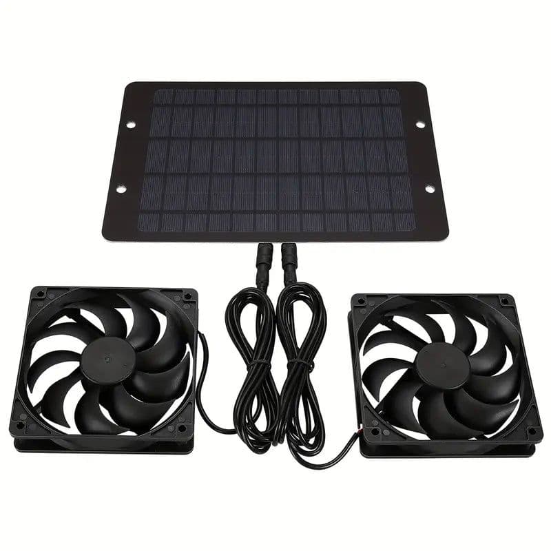 image-Solar-Powered Electric Ventilator - 10W/12V Dual Fan Pack