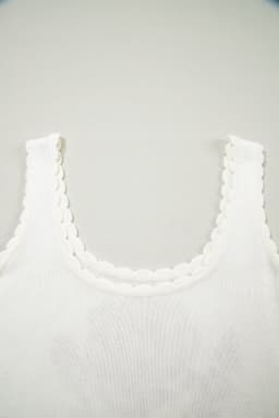 image-White Retro Floral Print Scalloped Square Neck Knit Sweater Vest