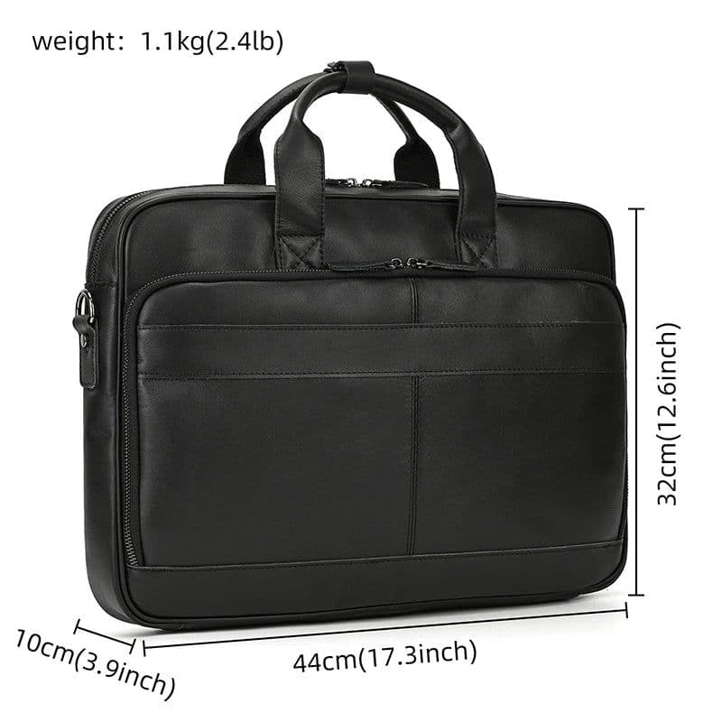 image-Retro Laptop Briefcase Bag Genuine Leather Handbags Casual 15.6" Business Bag Daily Working Tote Bags Men Male bag for documents