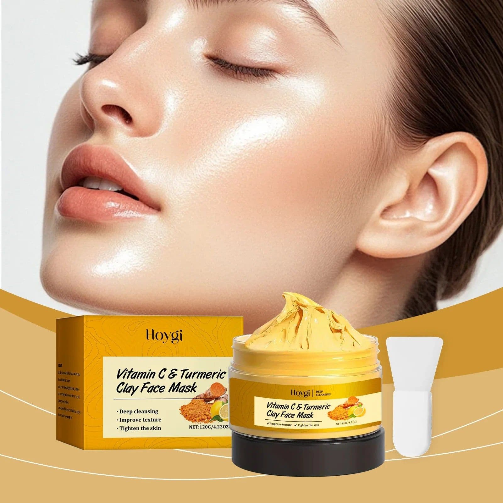 image-HOYGI Exfoliating facial mask Turmeric Exfoliating facial mask Improve Pore Deep Cleaning facial mask Apply
