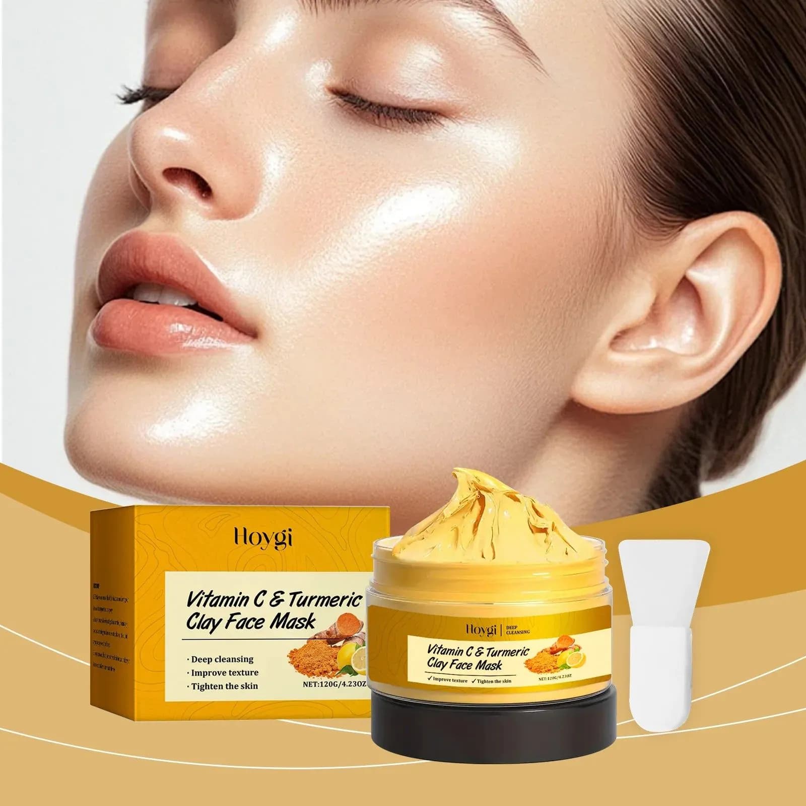 image-HOYGI Exfoliating facial mask Turmeric Exfoliating facial mask Improve Pore Deep Cleaning facial mask Apply