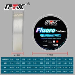 image-FTK 100m 4.13-34.32LB Fluorocarbon Fishing Lure Line Carbon Fiber Leader Fly Fishing Line Super Soft Line Pesca