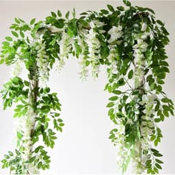 image-Artificial Flower Wisteria Vine Ivy Leaf Garland Silk Rose Flowers Rattan String Vine Wedding Arch Flower Home Garden Decoration