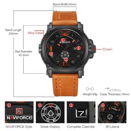 image-NAVIFORCE Top Luxury Brand Men Sports Military Quartz Watch Man Analog Date Clock Leather Strap Wristwatch Relogio Masculino