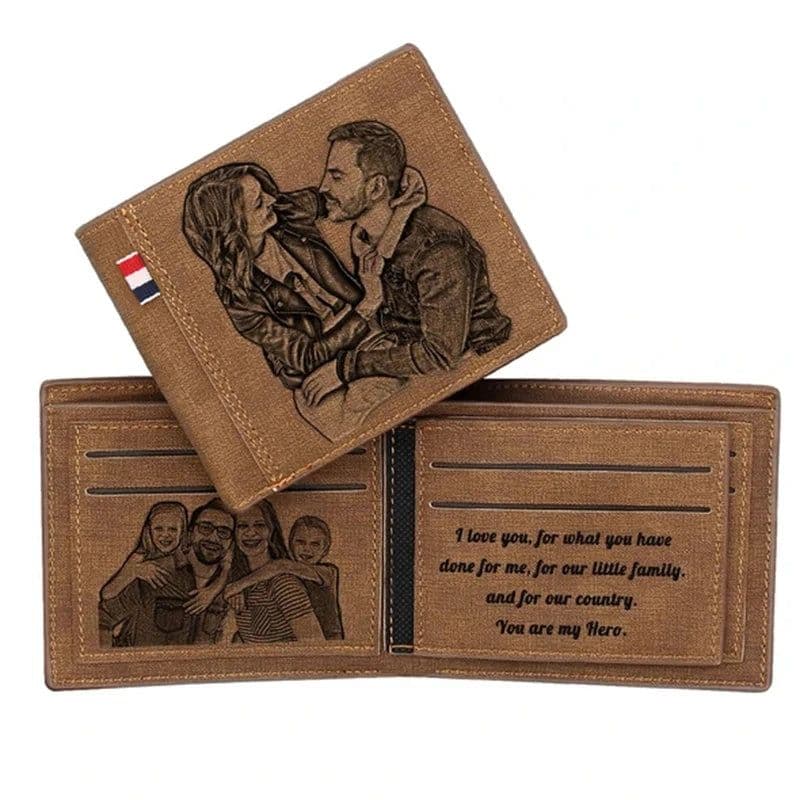 image-Picture Engraving Wallet PU Leather Wallet Bifold Custom Photo Engraved Wallet Festival Gifts For Him Custom Personalized Wallet