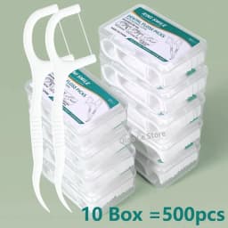 image-1/2/5/10 Box Portable Disposable Dental Floss Plastic Toothpick High-tension Dental Floss Stick Dental Floss Box Oral Care