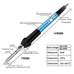 image-60W Adjustable Temperature Electric Soldering Iron EU 220V / ☆US Plug is110V☆ Welding Iron DIY for Repairing