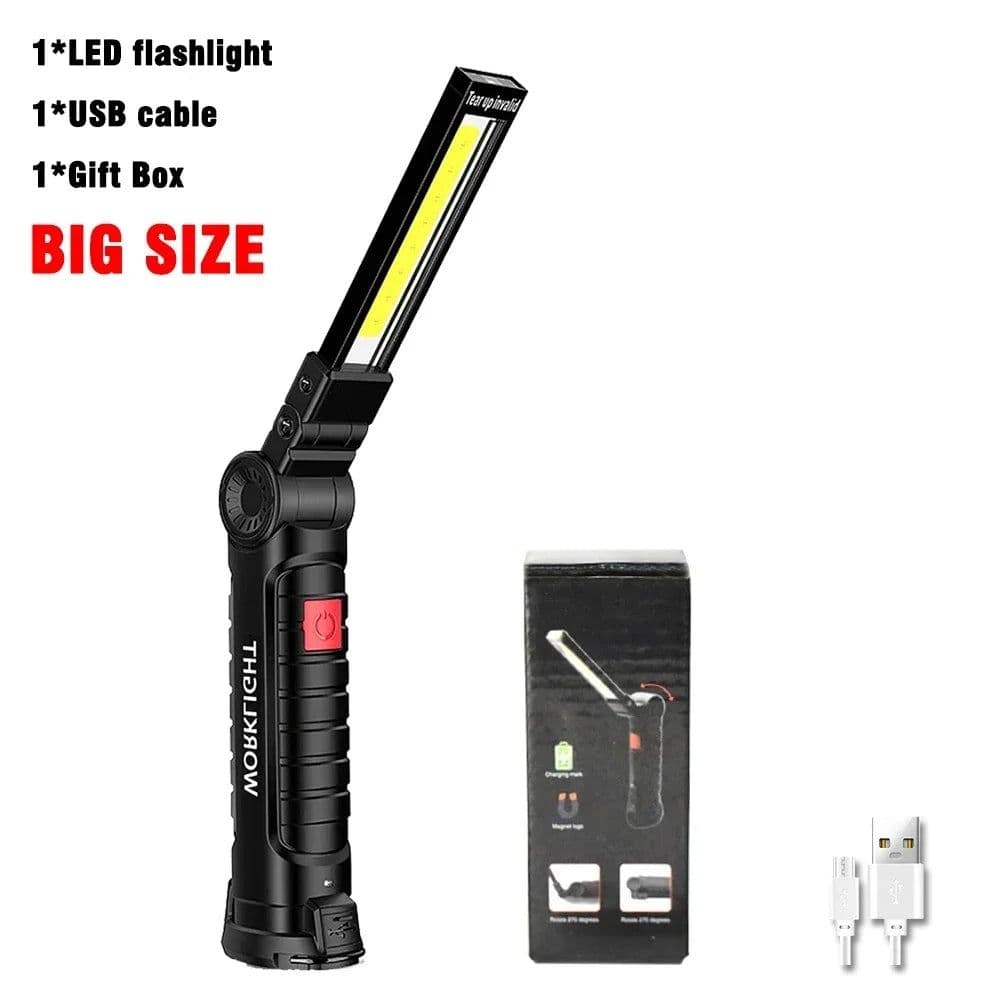 image-1pc COB LED Work Light Dimmable USB Rechargeable LED Flashlight Inspection Lamp With Magnet&Hook 14500/18650 Battery Torch light