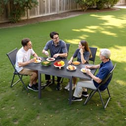 image-VEVOR Expandable Outdoor Patio Dining Table, 32–63 inch Rectangular Backyard Bistro Tables for 4-6, Aluminum Frame Metal Steel Slat , All-Weather Large Furniture for Lawn Garden Porch, Dark Gray