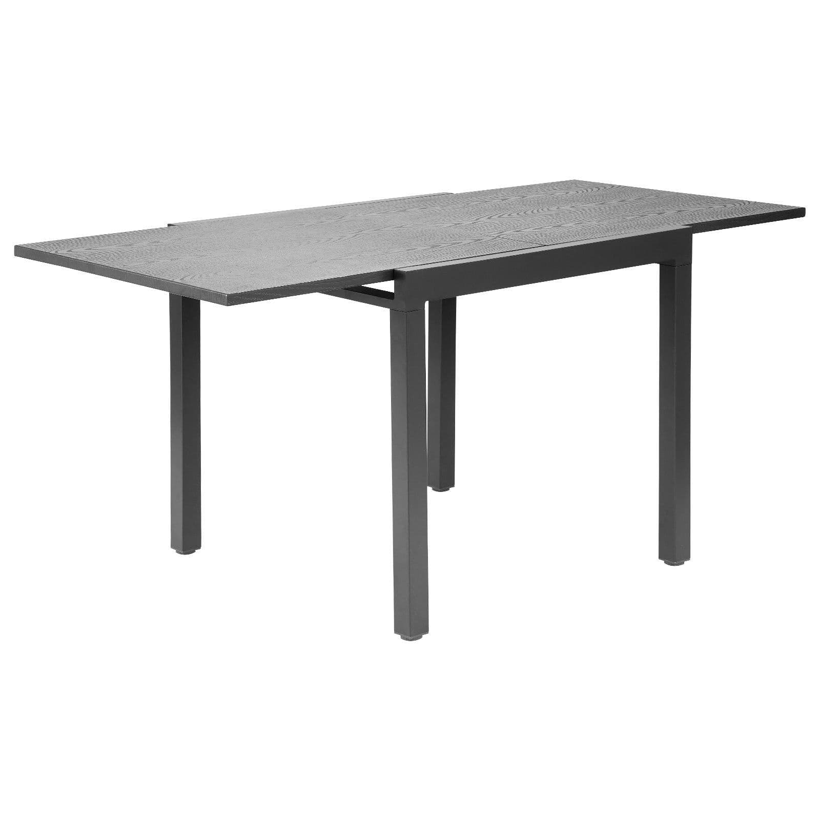 image-VEVOR Expandable Outdoor Patio Dining Table, 32–63 inch Rectangular Backyard Bistro Tables for 4-6, Aluminum Frame Metal Steel Slat , All-Weather Large Furniture for Lawn Garden Porch, Dark Gray