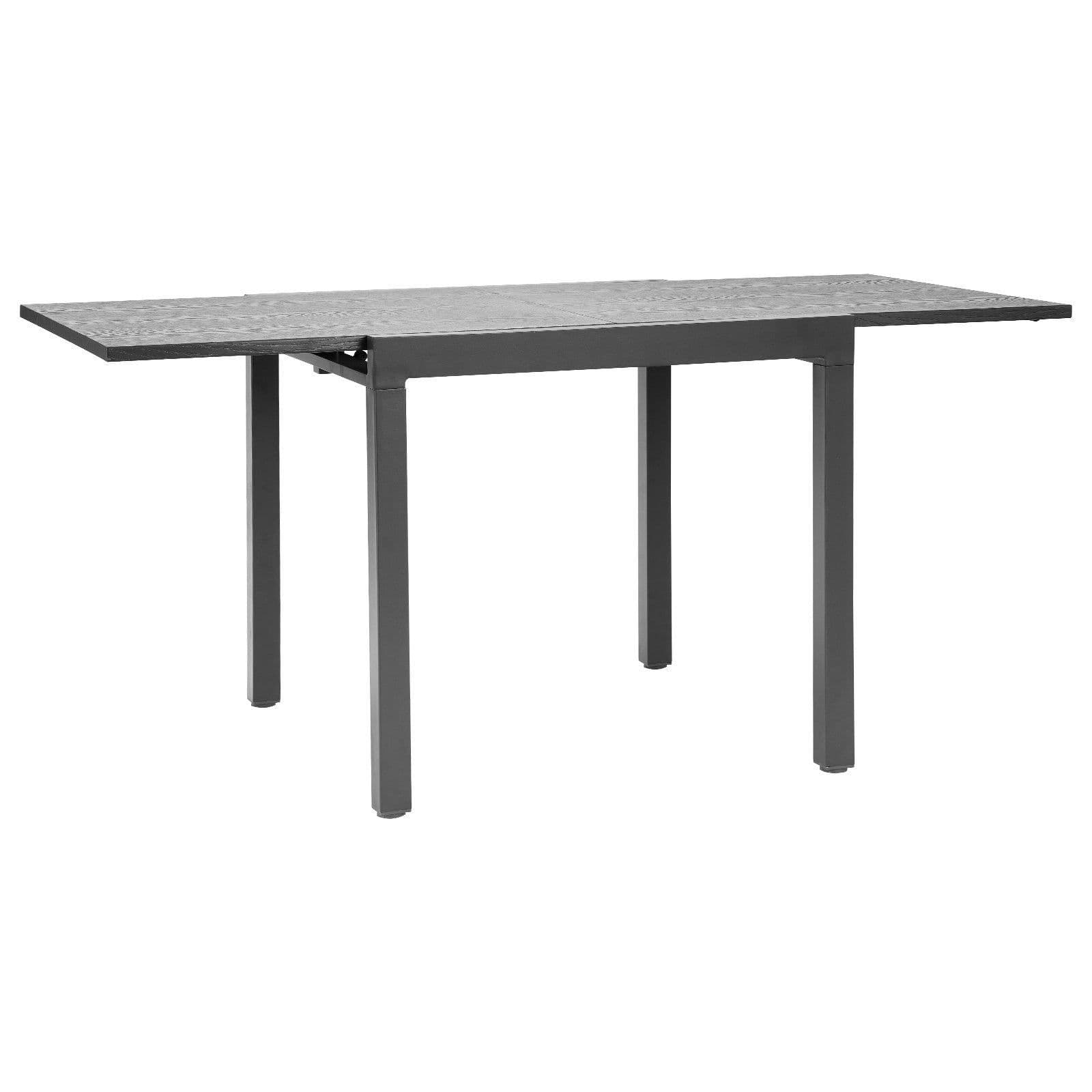 image-VEVOR Expandable Outdoor Patio Dining Table, 32–63 inch Rectangular Backyard Bistro Tables for 4-6, Aluminum Frame Metal Steel Slat , All-Weather Large Furniture for Lawn Garden Porch, Dark Gray