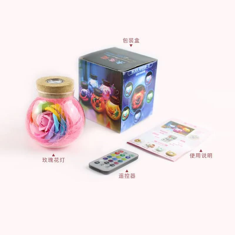 image-Eternal Flower Soap Rose Night Light With Colorful LED Remote Control