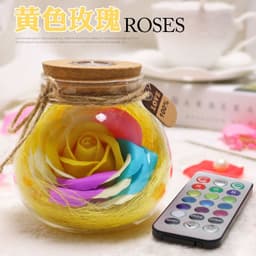 image-Eternal Flower Soap Rose Night Light With Colorful LED Remote Control