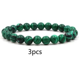 image-Classic Black Matte Green Malachite Bracelets Suitable Women Men Elastic Strand Jewelry
