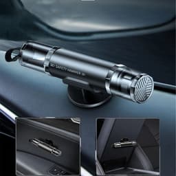 image-2-in-1 Car Safety Hammer Window Glass Breaker Seat Belt Cutter High Hardness Tungsten Steel Emergency Rescue Tool With Base