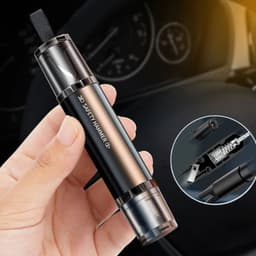 image-2-in-1 Car Safety Hammer Window Glass Breaker Seat Belt Cutter High Hardness Tungsten Steel Emergency Rescue Tool With Base