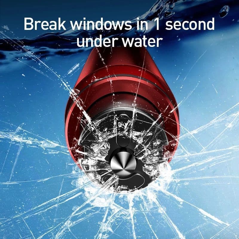image-2-in-1 Car Safety Hammer Window Glass Breaker Seat Belt Cutter High Hardness Tungsten Steel Emergency Rescue Tool With Base