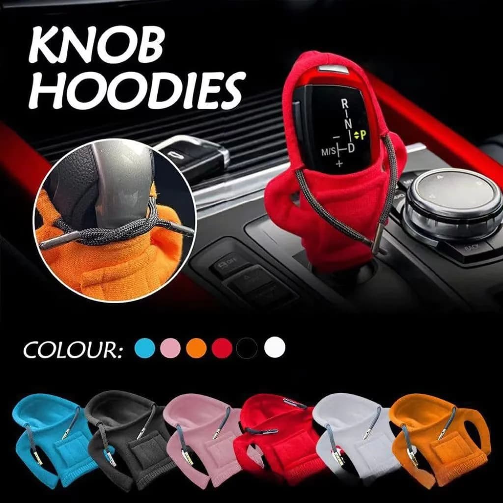 image-Velvet Car Gear Handle Sleeve Handle Decorative Knob Hoodie Handbrake Cover Hoodie
